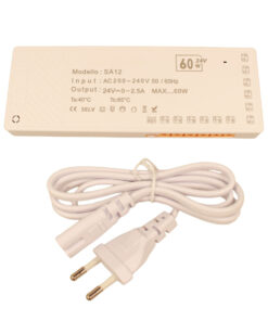 Trasformatore Alimentatore Led Driver Mobile 24V 60W, Con 12 Uscite Senza Polarità, Per Luce Led Da Guardaroba Armadio, 167X60X16mm, Cavo Alimentazione Con Spina EU Incluso