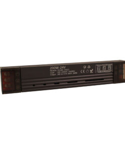 Trasformatore Alimentatore LED Slim Sottile 200W DC 24V AC 220-240V IP20 Dimmerabile a DIP con Coperchio Protezione su Morsetti 197x35x25mm