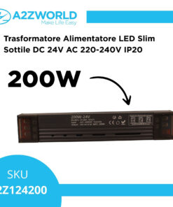Alternative view of Trasformatore Alimentatore LED Slim Sottile 200W DC 24V AC 220-240V IP20 Dimmerabile a DIP con Coperchio Protezione su Morsetti 197x35x25mm