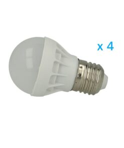 4 PZ Lampade Led E27 Bulbo 3W=30W Bianco Caldo Diametro 50mm Altezza 80mm
