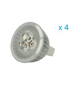 4 PZ Faretto Lampada LED Dicroica MR16 GU5.3 12V 3W Bianco Freddo 6000K