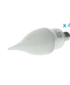 4 PZ Lampade Led E14 4W=40W Bianco Caldo Forma Candela Fiamma Colpo Di Vento