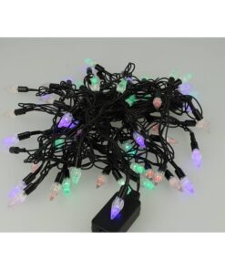 Mini Lucciole 60 Led Multicolori RGB Forma Punta di Frecca Goccia Pioggia Per Natale Festa Decorativa Filo Nero 8,8 metri Uso Interno CS31064