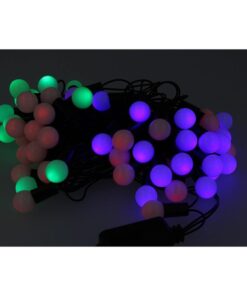 Mini Lucciole 60 Led Multicolori RGB Forma Pallina Rotonda Per Decorazione Natale Filo Nero 8,8 metri Uso Interno CS31050