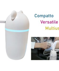 Mini Umidificatore Ambiente Bambini 200ml Spegnimento Automatico Dopo 4 Ore Luce Notturna RGB Touch Forma Orsetto