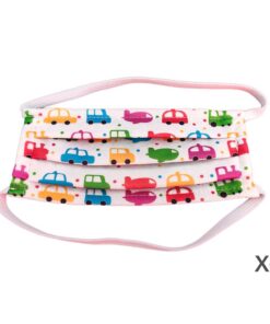 4 Mascherine Per Bambini Disegno Car Macchina Maschile Made in Italy Tessuto TNT