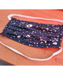 4 Mascherine Per Bambini Disegno Star Blu Sky Stella Made in Italy Tessuto TNT