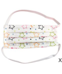 4 Mascherine Per Bambini Disegno Stella Colore Bianco Made in Italy Tessuto TNT