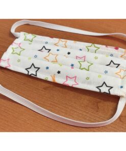 4 Mascherine Per Bambini Disegno Stella Colore Bianco Made in Italy Tessuto TNT
