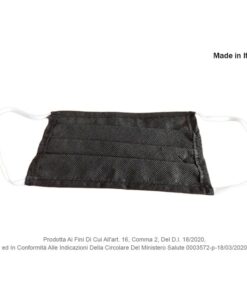 12 Pezzi Mascherina Tessuto TNT Colore Nero Made in Italy