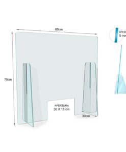 Barriera Protettiva In Plexiglass H75X60L cm Per Operatore Da Banco Made In Italy
