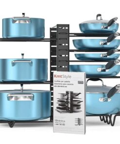 Porta Coperchi Padelle e Pentole Padelle Organizzatore Pentole per Cucina per la Dispensa e Piatti P20xH54.5xL42cm Nero