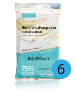 6 Pezzi Sacchetti Buste Sottovuoto Vestiti Trasparente 80X100cm