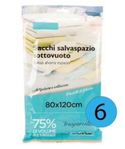 6 Pezzi Sacchetti Buste Sottovuoto Vestiti Trasparente 80X120cm