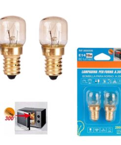 2 Lampadine Alogena Forno Microonde E14 ST22 15W 230V 80lm 2800K Resiste fino a 300 Gradi