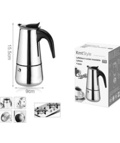 Caffettiera In acciaio Inossidabile 4 Tazze Alta 15,5cm