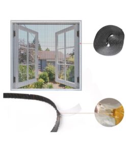 Zanzariera Finestra Nera Adesiva Con Nastro In Velcro Misura 60X150cm