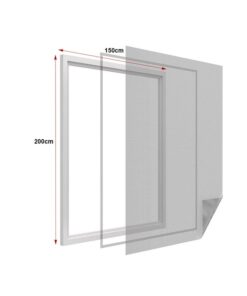 Zanzariera Finestra Nera Adesiva Con Nastro In Velcro Misura 150X200cm