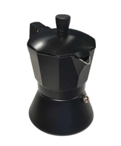 Caffettiera Moka in Alluminio Antiscivolo e Resistente Adatta a Tutti i Tipi di Piano Cottura Escluso Piano ad Induzione 6 Tazze Nero