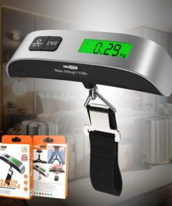 Bilancia Digitale Portatile Multiuso da Valigia Viaggio Casa Giardino Massima Portata 50Kg Modello con Cinghia