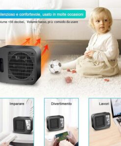 Termoventilatore in Ceramica 1800W Con 2 Livelli di Riscaldamento Nero