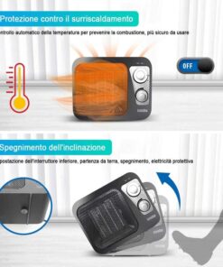 Termoventilatore in Ceramica 1800W Con 2 Livelli di Riscaldamento Bianco