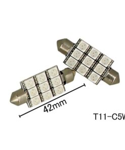 Alternative view of Coppia 2 Lampade Led T11 C5W Siluro 40mm Con 9 Smd 5050 Colore Blu Blue 12V 2W