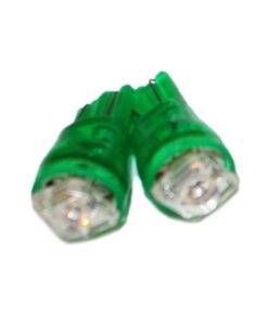 Coppia 2 Lampade Led T10 Con 1 Led F5 Flux Colore Verde Green 12V 0,2W