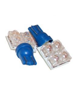 Coppia 2 Lampade Led T10 Con 4 Led F5 Flux Laterale Colore Blue Blu 12V 0,2W