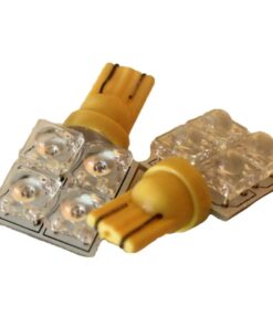 Coppia 2 Lampade Led T10 Con 4 Led F5 Flux Laterale Colore Giallo Yellow 12V 0,2W