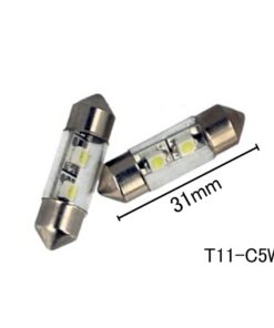Coppia 2 Lampade Led T11 C5W Siluro 31mm Con 2 Smd 3528 Colore Bianco Freddo 6000K 12V 1W