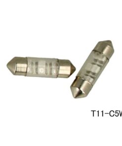 Coppia 2 Lampade Led T11 C5W Siluro 31mm Con 6 Smd 3528 Colore Verde 12V 1W