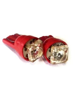 Coppia 2 Lampade Led T10 Con 1 Led F5 Flux Colore Rosso Red 12V 0,2W