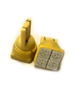 Coppia 2 Lampade Led T10 Con 4 Smd 5050 Frontale Colore Giallo Yellow 12V 0,5W