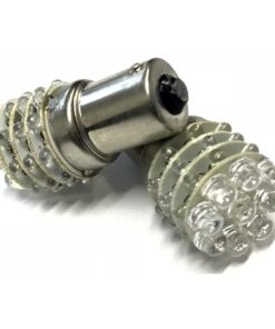 Coppia 2 Lampade Led BA15S 1156 P21W Con 9 F5 Frontale + 27 F3 Laterale Colore Rosso 12V 2W