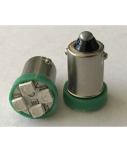 Coppia 2 Lampadine Led BA9S T4W Piedi Dritti Con 4 Smd 3528 Colore Verde 12V 0,2W