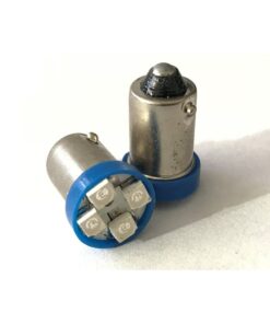 Coppia 2 Lampadine Led BA9S T4W Piedi Dritti Con 4 Smd 3528 Colore Blu Blue 12V 0,2W
