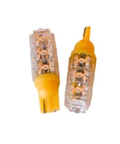 Coppia 2 Lampade Led T10 Con 13 Led F5 Flux Colore Giallo Yellow 12V 2W