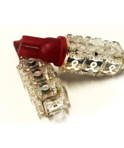 Coppia 2 Lampade Led T10 Con 13 Led F5 Flux Colore Rosso Red 12V 2W