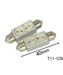 Coppia 2 Lampade Led T11 C5W Siluro 40mm Con 2 Power Led Colore Rosso 12V 2W