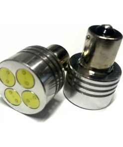 Coppia 2 Lampade Led BA15S 1156 P21W Con 4 Power Led Da 1W Bianco Freddo 6000K 12V 4W
