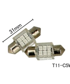 Coppia 2 Lampade Led T11 C5W Siluro 31mm Quadrato Con 6 Smd 3528 Colore Rosso Red 12V 1W