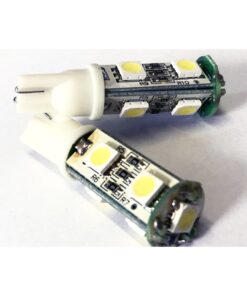 Coppia 2 Lampade Led T10 Con 7 Smd 5050 Colore Bianco Freddo 6000K 12V 1W
