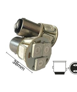 Coppia 2 Lampade Led BAY15D 1157 P21/5W Con 8 Smd 9080 Colore Rosso 12V 4W