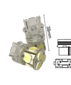 Coppia 2 Lampade Led T25 P27W 3156 Con 8 Smd 9080 Bianco Freddo 6000K 12V 4W