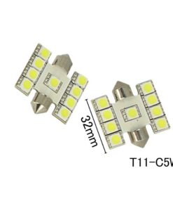 Coppia 2 Lampade Led T11 C5W Siluro 32mm Con 9 Smd 5050 Colore Bianco Freddo 6000K 12V 1W