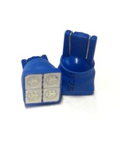 Coppia 2 Lampade Led T10 Con 4 Smd 5050 Frontale Colore Blue Blu 12V 0,5W