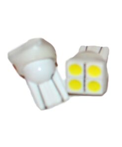 Coppia 2 Lampade Led T10 Con 4 Smd 5050 Frontale Colore Bianco Freddo 6000K 12V 0,5W