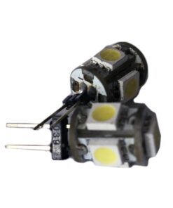 Coppia 2 Lampade Led G4 Con 5 Smd 5050 Colore Bianco Freddo 6000K 12V 1W