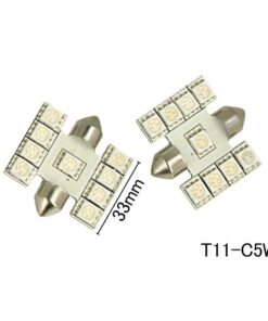 Coppia 2 Lampade Led T11 C5W Siluro 33mm Con 9 Smd 5050 Colore Blue Blu 12V 1W